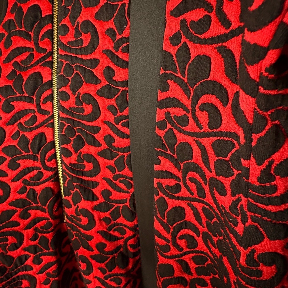 Christopher and Banks Elegant Red and Black Long Sleeve Dress Sz 14 - Picture 4 of 12